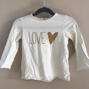 Babe & Tess Ivory/Gold LOVE Long Sleeve Sz 24m